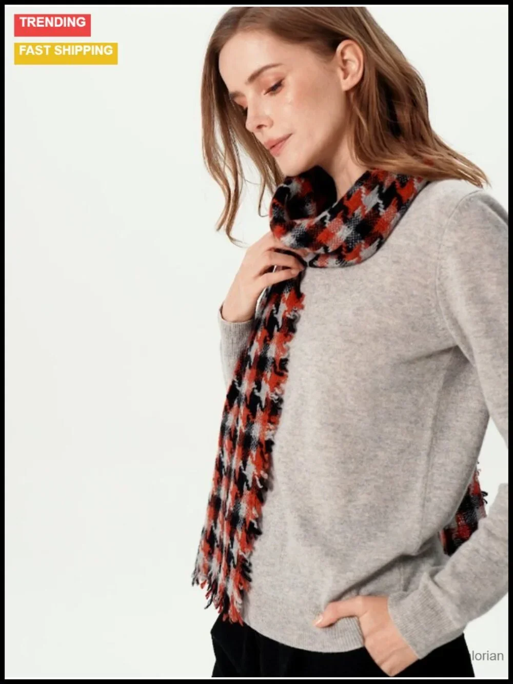 100% Cashmere Fringed Winter Scarf Wrap